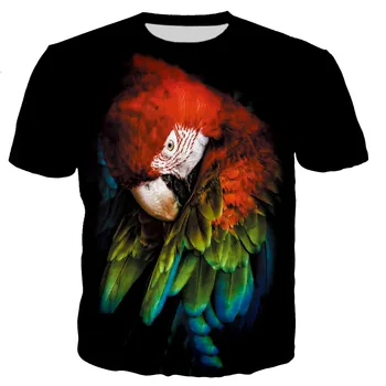 Тениска в разговорния стил, градинска тениска с папагала, мъжки/женски нови модни готини тениски с 3D принтом