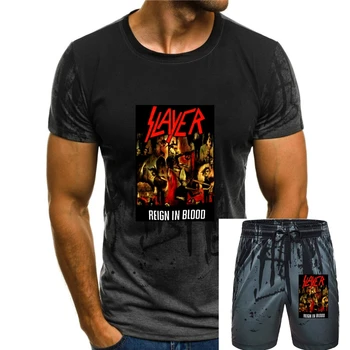Тениска на Slayer Reign In Blood Размери S, M, L, XL, XXL тениска с метална група, тениска-чай