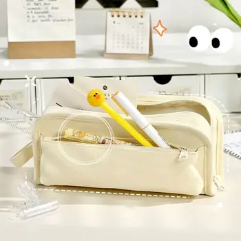 Чанта за съхранение на Работния плот с Голям Капацитет, 4 Цвята, Многопластова чанта за канцеларски материали в корейски стил, чанта за писалки За деца