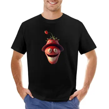 Щастливата ягоди с шапка и малък приятел, тениска с аниме, облекло, тениски, мъжки t-shirt