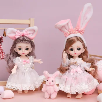 кукла 16 см Princess BJD 1/12 с облекло и обувки, мобилни 13 ставите, сладък подарък играчка за момичета с хубави личиком