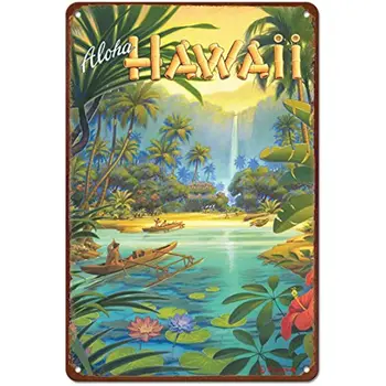 реколта хавайски лидице табела с размери 8 x 12 см - Aloha from Hawaii от Kerne Ериксон